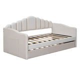 Twin Velvet Upholstered Daybed With Trundle And USB Ports - Serenova - Sleep Galleria