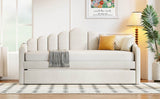 Twin Velvet Upholstered Daybed With Trundle And USB Ports - Serenova - Sleep Galleria