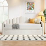 Twin Velvet Upholstered Daybed With Trundle And USB Ports - Serenova - Sleep Galleria