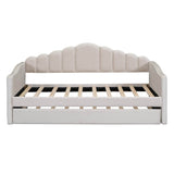 Twin Velvet Upholstered Daybed With Trundle And USB Ports - Serenova - Sleep Galleria