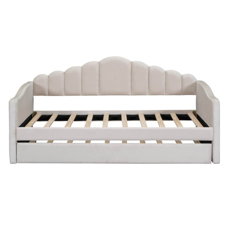 Twin Velvet Upholstered Daybed With Trundle And USB Ports - Serenova - Sleep Galleria