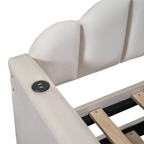 Twin Velvet Upholstered Daybed With Trundle And USB Ports - Serenova - Sleep Galleria