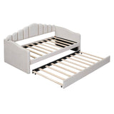 Twin Velvet Upholstered Daybed With Trundle And USB Ports - Serenova - Sleep Galleria