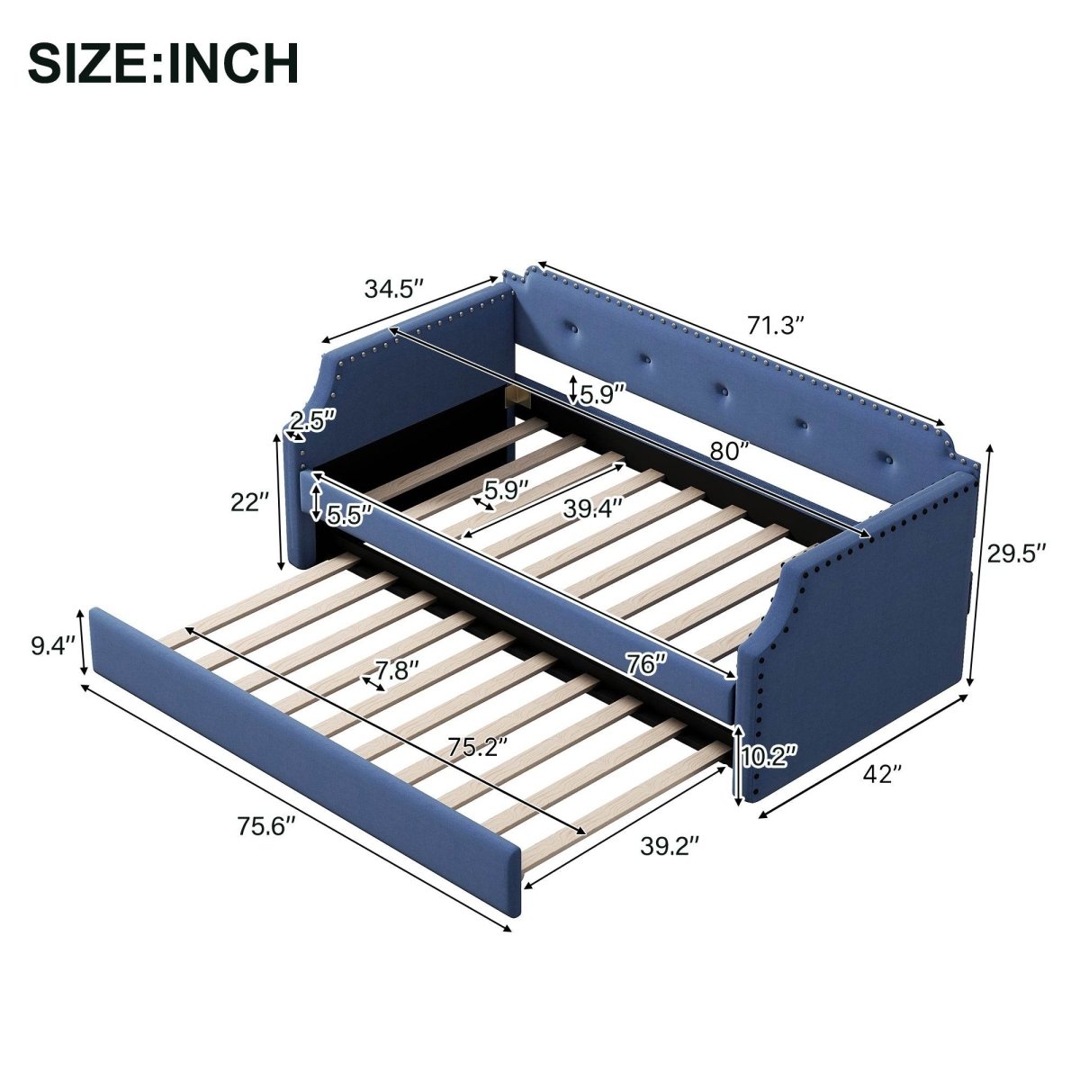 Upholstered Linen Twin Daybed With Trundle - Sleep Galleria