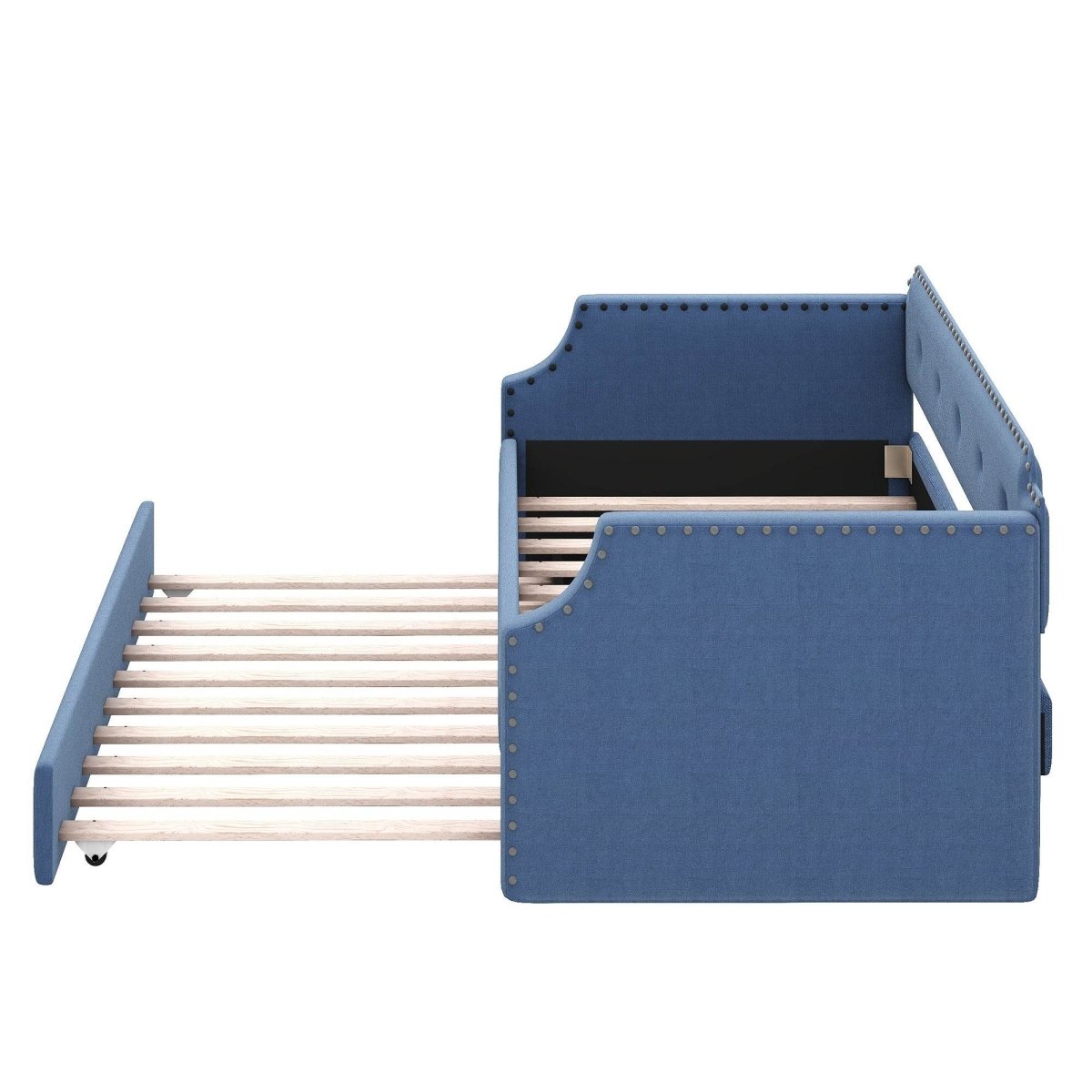 Upholstered Linen Twin Daybed With Trundle - Sleep Galleria