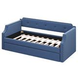 Upholstered Linen Twin Daybed With Trundle - Sleep Galleria