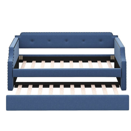 Upholstered Linen Twin Daybed With Trundle - Sleep Galleria