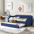 Upholstered Linen Twin Daybed With Trundle - Sleep Galleria