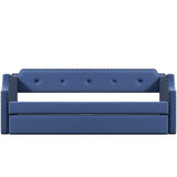 Upholstered Linen Twin Daybed With Trundle - Sleep Galleria