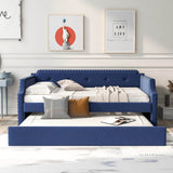 Upholstered Linen Twin Daybed With Trundle - Sleep Galleria