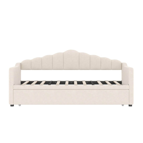 Upholstered Twin Velvet Daybed With Adjustable Trundle And USB Charging - Serenova - Sleep Galleria