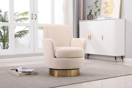 Velvet Swivel Barrel Accent Chair With Iron Base - Sleep Galleria