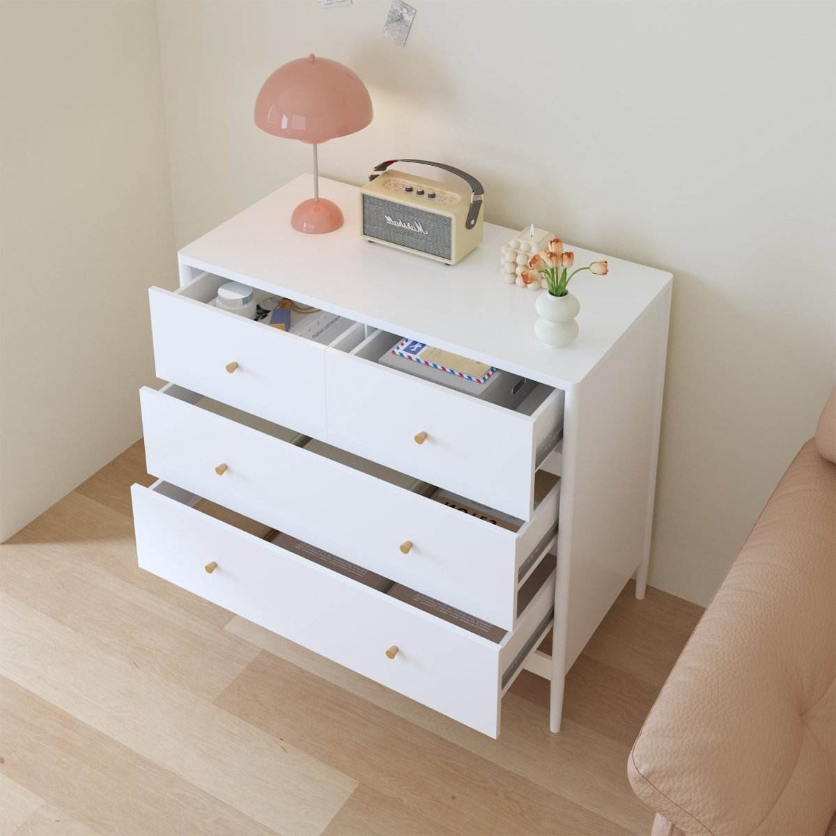 White 4-Drawer Modern Kids Storage Dresser - Sleep Galleria