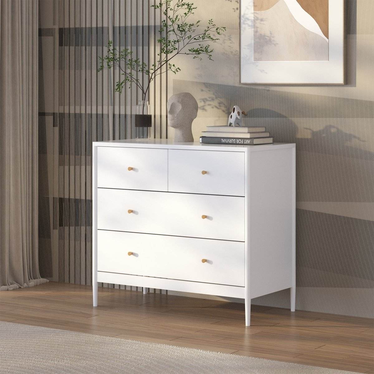 White 4-Drawer Modern Kids Storage Dresser - Sleep Galleria