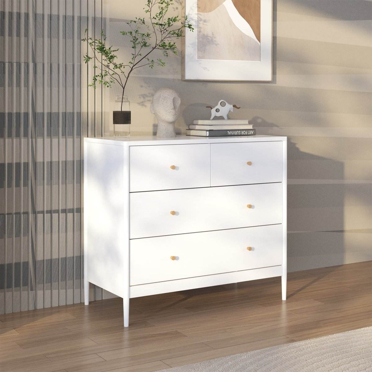 White 4-Drawer Modern Kids Storage Dresser - Sleep Galleria