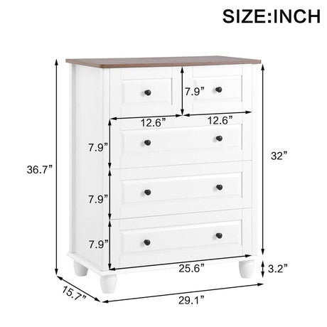 White Classic Modern 5-Drawer Wood Dresser - Sleep Galleria