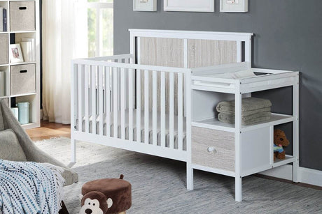 Wooden 4 - in - 1 Crib and Changer Combo with Shelves - Serenova - Sleep Galleria