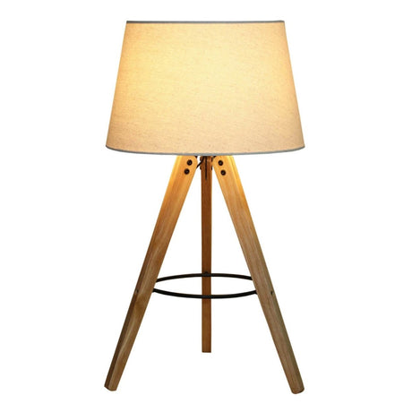 Wooden Tripod Table Lamp With Linen Shade - Serenova - Sleep Galleria