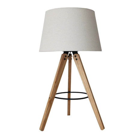 Wooden Tripod Table Lamp With Linen Shade - Serenova - Sleep Galleria