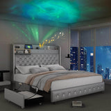 LED Bed Frame with Star Projector and Storage Drawers - Sleep Galleria