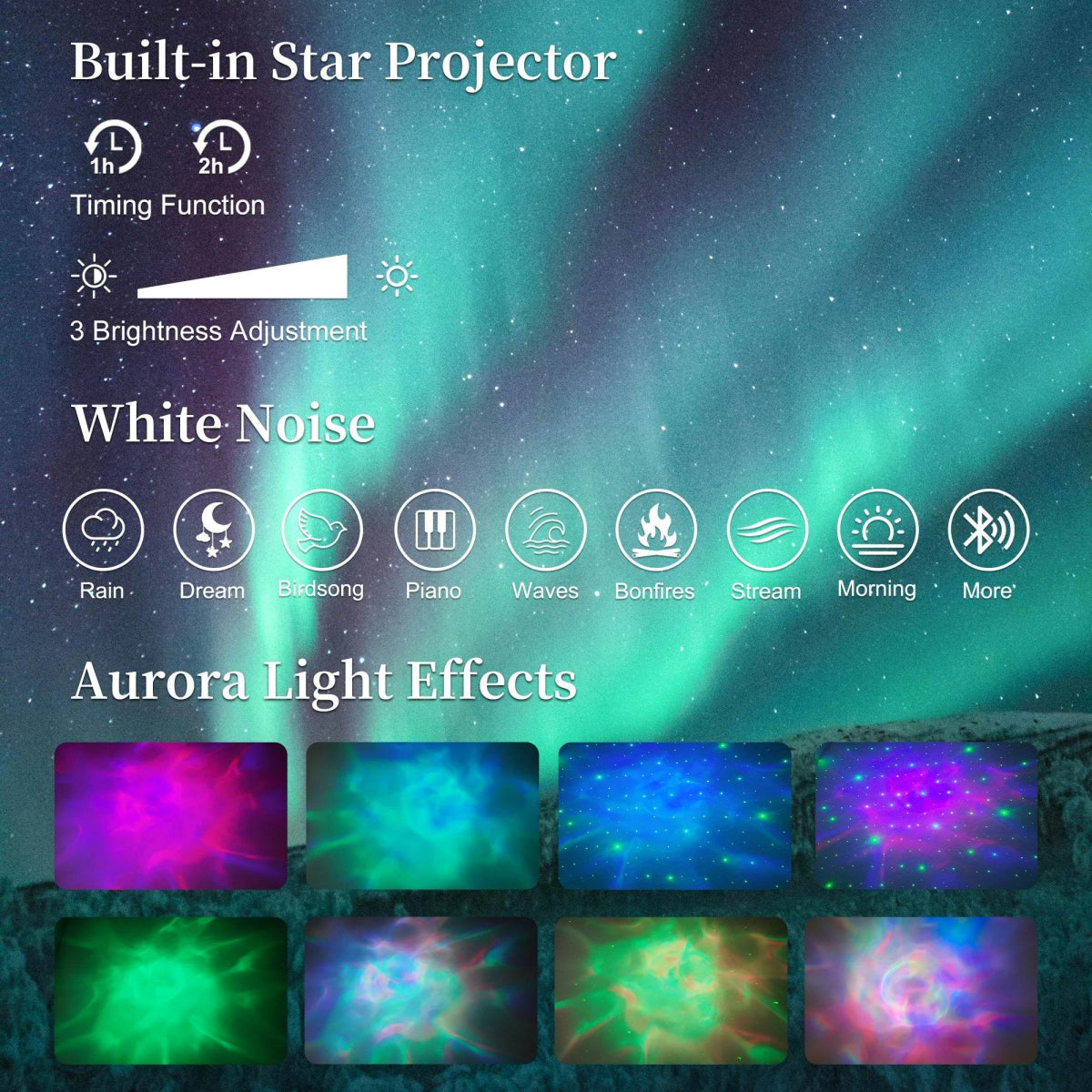 LED Bed Frame with Star Projector and Storage Drawers - Sleep Galleria