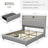 LED Bed Frame with Star Projector and Storage Drawers - Sleep Galleria