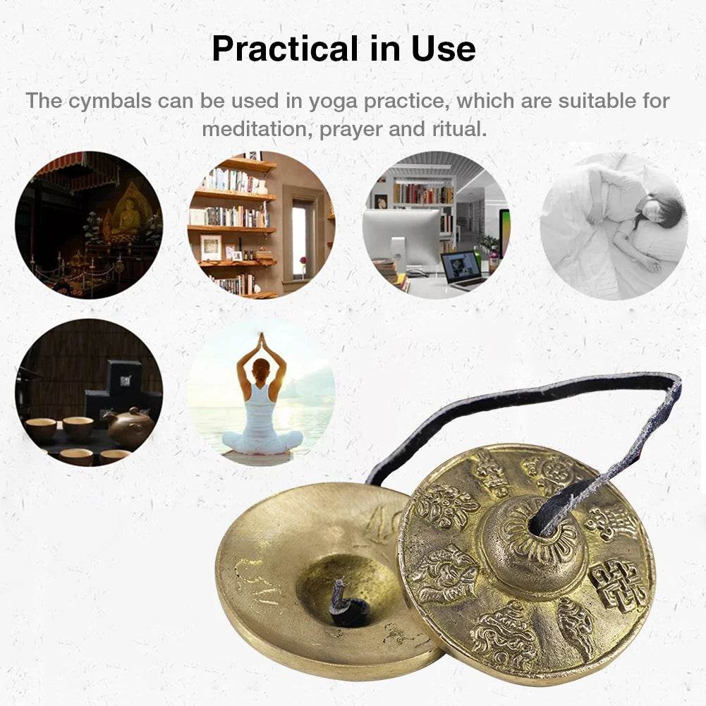 1 Pair Yoga Cymbals Brass Cymbal Bell Chimes Tibetan Buddhist Style Tingsha Meditation Yoga Accessory Instrument Cymbals Yoga - Sleep Galleria - Sleep Galleria