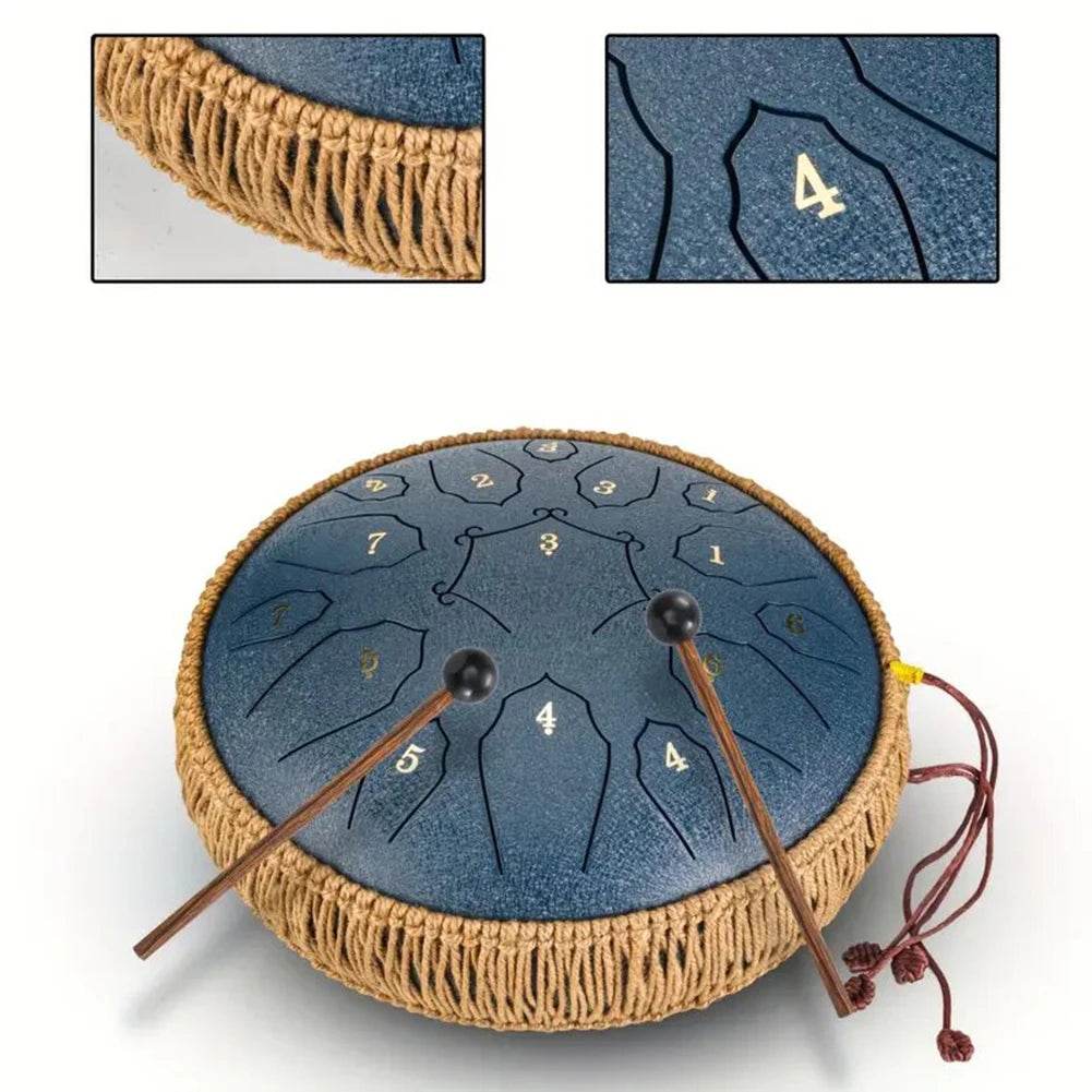 12 Inch D Tone Ethereal Drum Yoga Meditation Sound Healing 15 Notes Percussion Musical Instrument Child Beginner Hand Drum - Sleep Galleria - Sleep Galleria