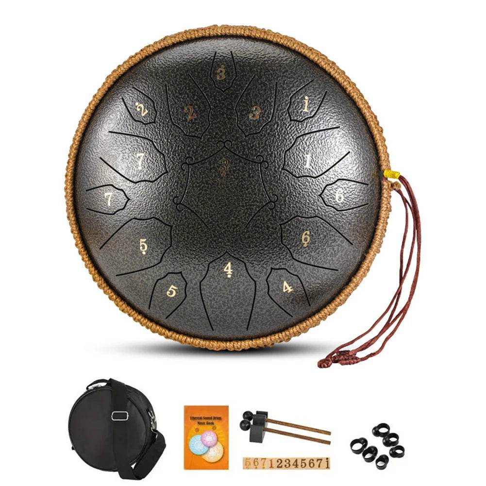 12 Inch D Tone Ethereal Drum Yoga Meditation Sound Healing 15 Notes Percussion Musical Instrument Child Beginner Hand Drum - Sleep Galleria - Sleep Galleria