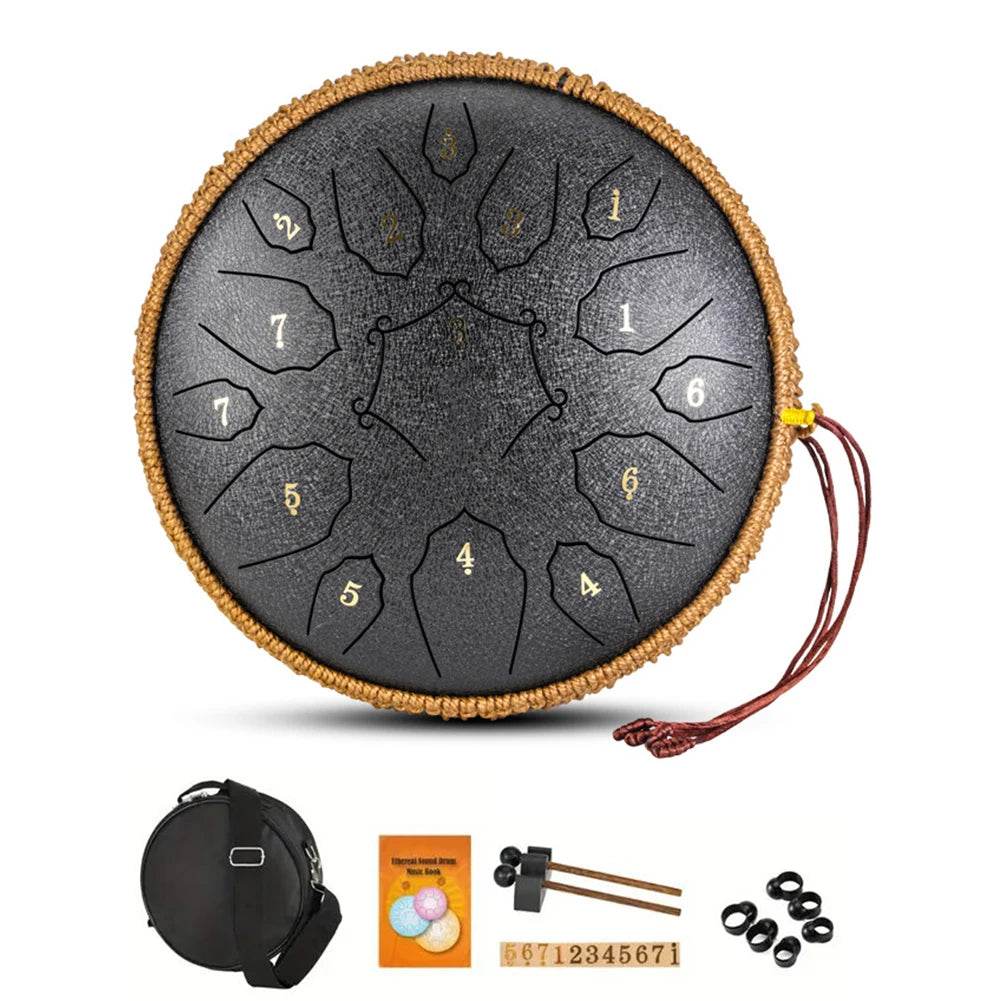 12 Inch D Tone Ethereal Drum Yoga Meditation Sound Healing 15 Notes Percussion Musical Instrument Child Beginner Hand Drum - Sleep Galleria - Sleep Galleria