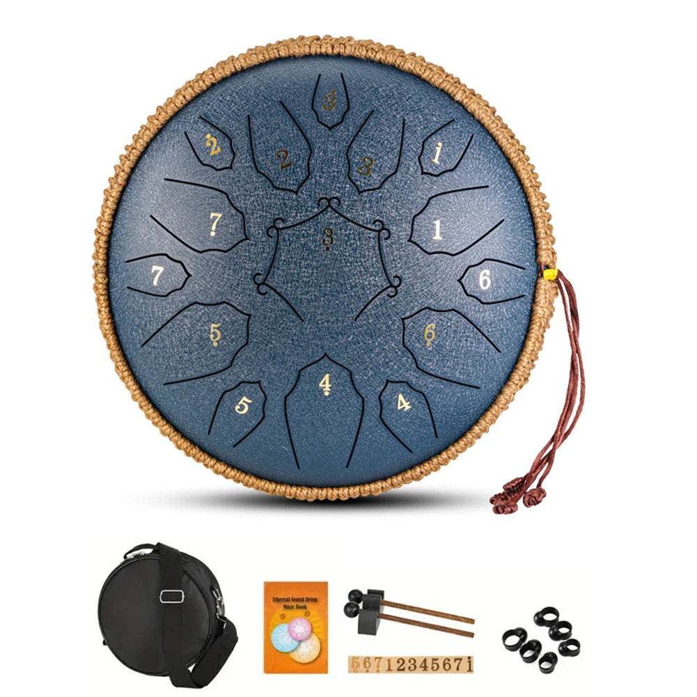 12 Inch D Tone Ethereal Drum Yoga Meditation Sound Healing 15 Notes Percussion Musical Instrument Child Beginner Hand Drum - Sleep Galleria - Sleep Galleria