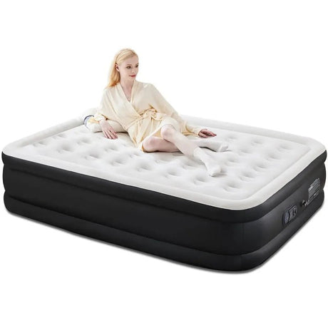 18" Queen Size Air Mattress Bed with Built - in Pump Blow Up Mattresses for Camping, Indoor Colchon, Guests Air Bed - Sleep Galleria - Sleep Galleria