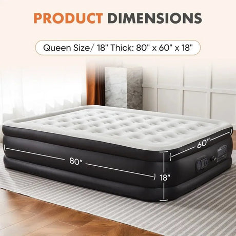 18" Queen Size Air Mattress Bed with Built - in Pump Blow Up Mattresses for Camping, Indoor Colchon, Guests Air Bed - Sleep Galleria - Sleep Galleria