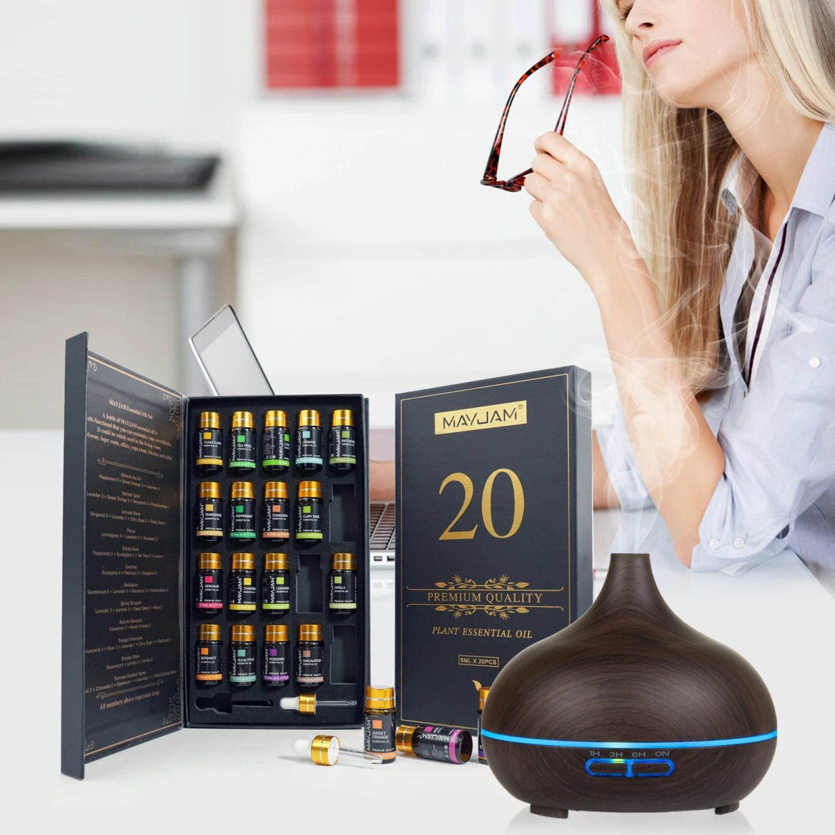 20pcs Kits Gift Box Essential Oil for Diffuser Pure Natural Plant Extract Frankincense Vanilla Lemon Mint Jasmine Tea Tree Oil - Sleep Galleria - Sleep Galleria