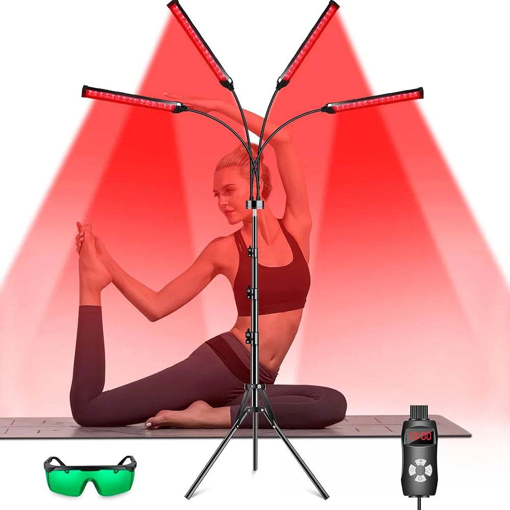 4 Head Red Light Therapy Lamp Infrared Light w/Timer Adjustable 660nm 850nm Near Infrared Light for Body Pain Relief Skin Care - Sleep Galleria - Sleep Galleria