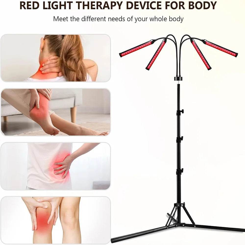 4 Head Red Light Therapy Lamp Infrared Light w/Timer Adjustable 660nm 850nm Near Infrared Light for Body Pain Relief Skin Care - Sleep Galleria - Sleep Galleria