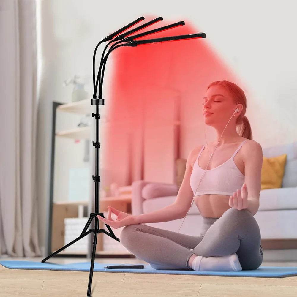 4 Head Red Light Therapy Lamp Infrared Light w/Timer Adjustable 660nm 850nm Near Infrared Light for Body Pain Relief Skin Care - Sleep Galleria - Sleep Galleria