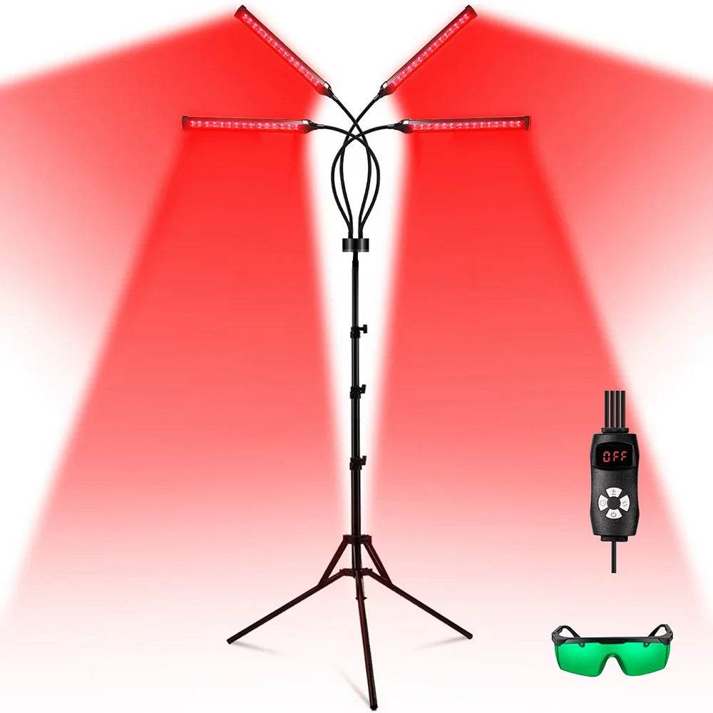 4 Head Red Light Therapy Lamp Infrared Light w/Timer Adjustable 660nm 850nm Near Infrared Light for Body Pain Relief Skin Care - Sleep Galleria - Sleep Galleria
