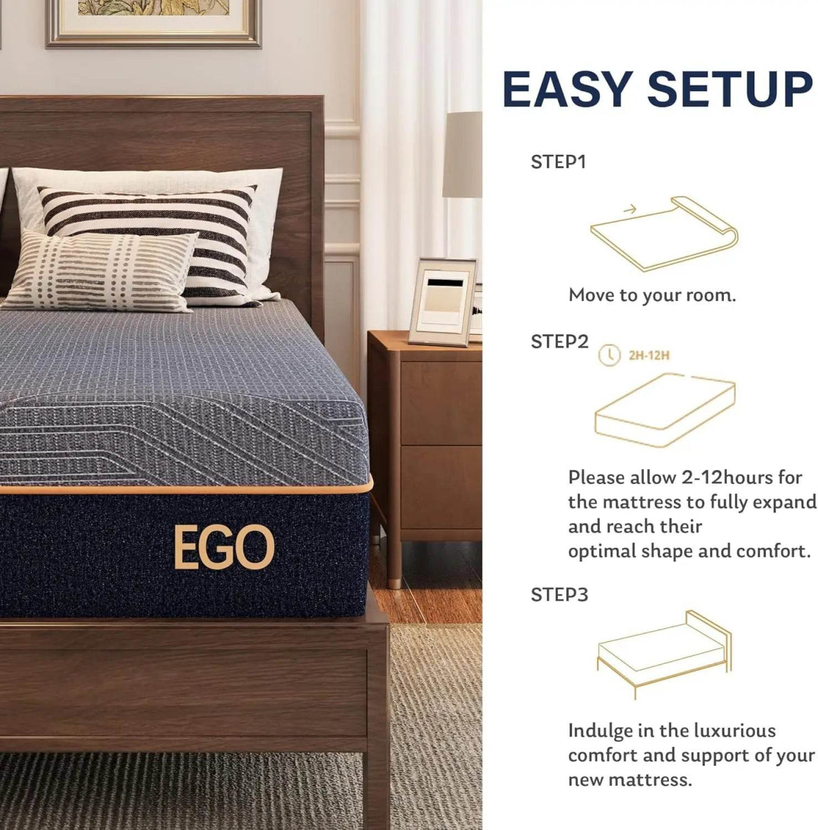 5/6/8/10/12 Inch Mattress, Copper Gel Cooling Memory Foam Mattress for Back Pain Relief,Therapeutic Double Matress Bed - Sleep Galleria