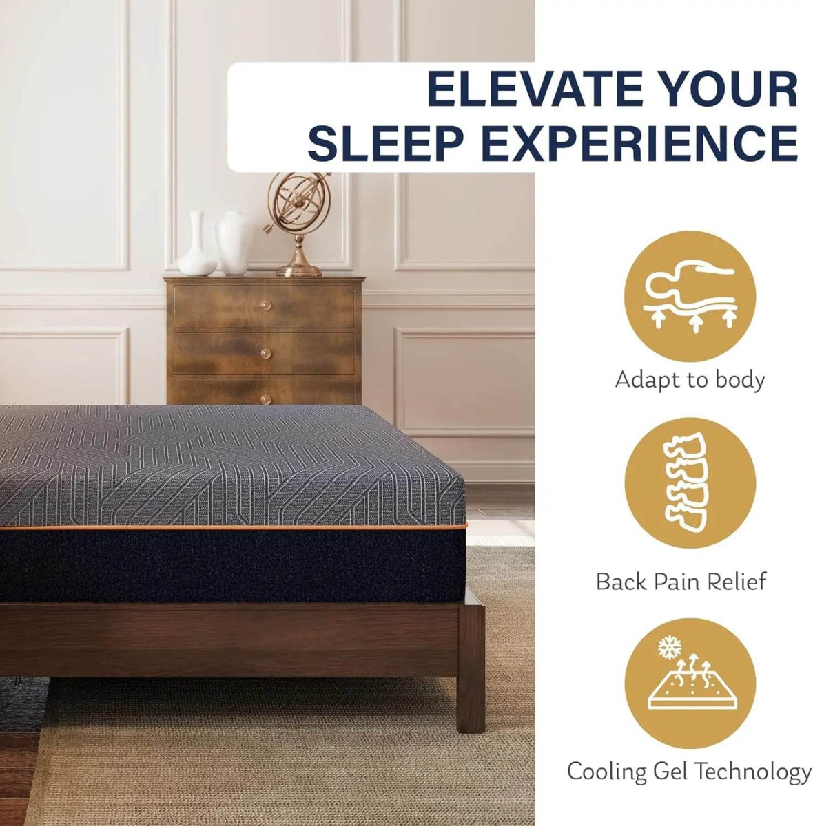 5/6/8/10/12 Inch Mattress, Copper Gel Cooling Memory Foam Mattress for Back Pain Relief,Therapeutic Double Matress Bed - Sleep Galleria