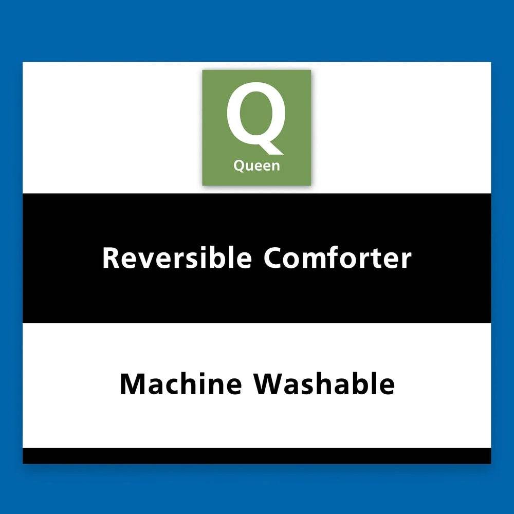 7 Piece Reversible Bed in a Bag Comforter Set with Sheets Pillowcases Shams Fitted Flat Queen Size Machine Washable Polyester - Sleep Galleria - Sleep Galleria
