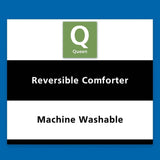 7 Piece Reversible Bed in a Bag Comforter Set with Sheets Pillowcases Shams Fitted Flat Queen Size Machine Washable Polyester - Sleep Galleria - Sleep Galleria