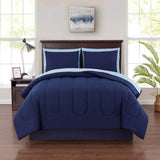 7 Piece Reversible Bed in a Bag Comforter Set with Sheets Pillowcases Shams Fitted Flat Queen Size Machine Washable Polyester - Sleep Galleria - Sleep Galleria