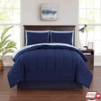 7 Piece Reversible Bed in a Bag Comforter Set with Sheets Pillowcases Shams Fitted Flat Queen Size Machine Washable Polyester - Sleep Galleria - Sleep Galleria