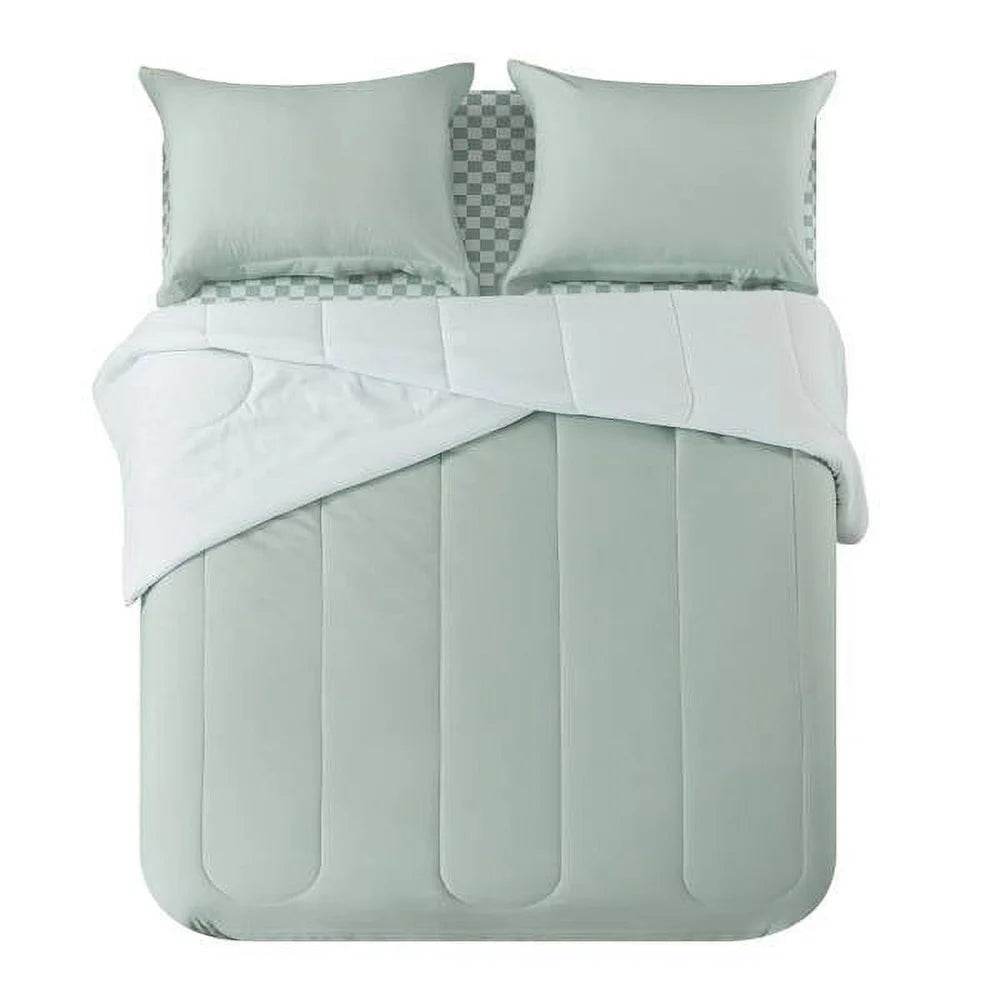 7 Piece Reversible Bed in a Bag Comforter Set with Sheets Soft Polyester Queen Bedding Set Machine Washable Storage Bag - Sleep Galleria - Sleep Galleria