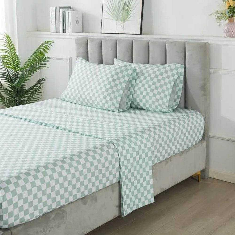 7 Piece Reversible Bed in a Bag Comforter Set with Sheets Soft Polyester Queen Bedding Set Machine Washable Storage Bag - Sleep Galleria - Sleep Galleria