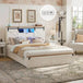 Bed Frame King Size with LED Lights and Charging Station, Wooden King Bed with 2 Storage Drawers, Rustic Headboard - Sleep Galleria