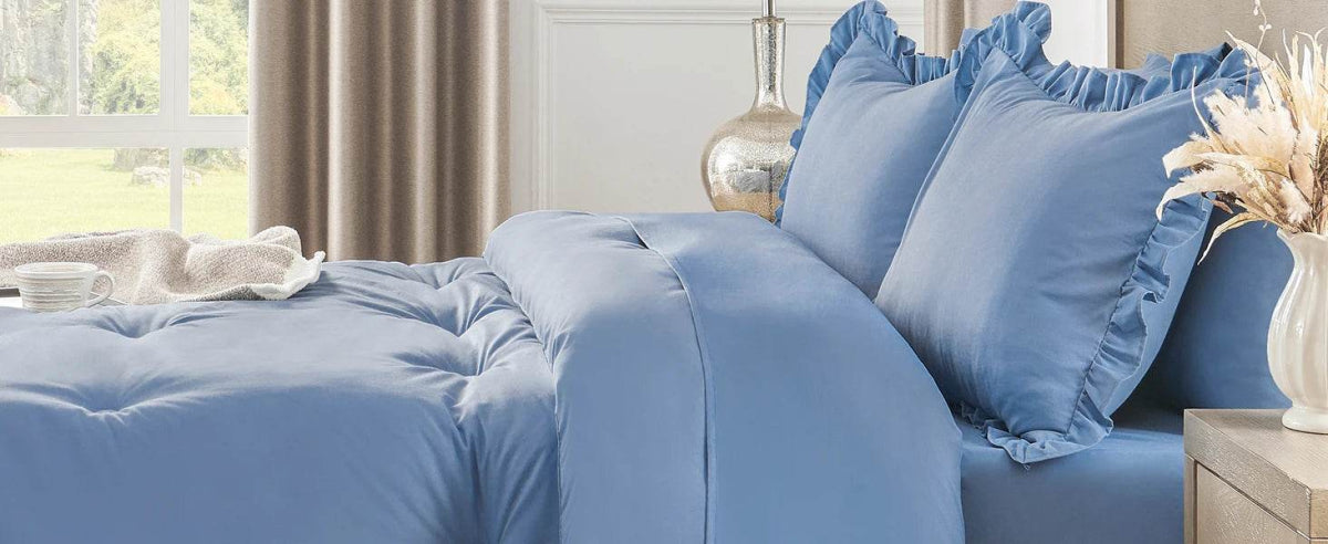 Bedding Set, 7 Pieces King Comforter Set in Green Ruffle, Shabby Chic Bed in A Bag with Premium Brushed Microfiber, Bedding - Sleep Galleria - Sleep Galleria