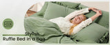 Bedding Set, 7 Pieces King Comforter Set in Green Ruffle, Shabby Chic Bed in A Bag with Premium Brushed Microfiber, Bedding - Sleep Galleria - Sleep Galleria