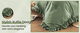 Bedding Set, 7 Pieces King Comforter Set in Green Ruffle, Shabby Chic Bed in A Bag with Premium Brushed Microfiber, Bedding - Sleep Galleria - Sleep Galleria